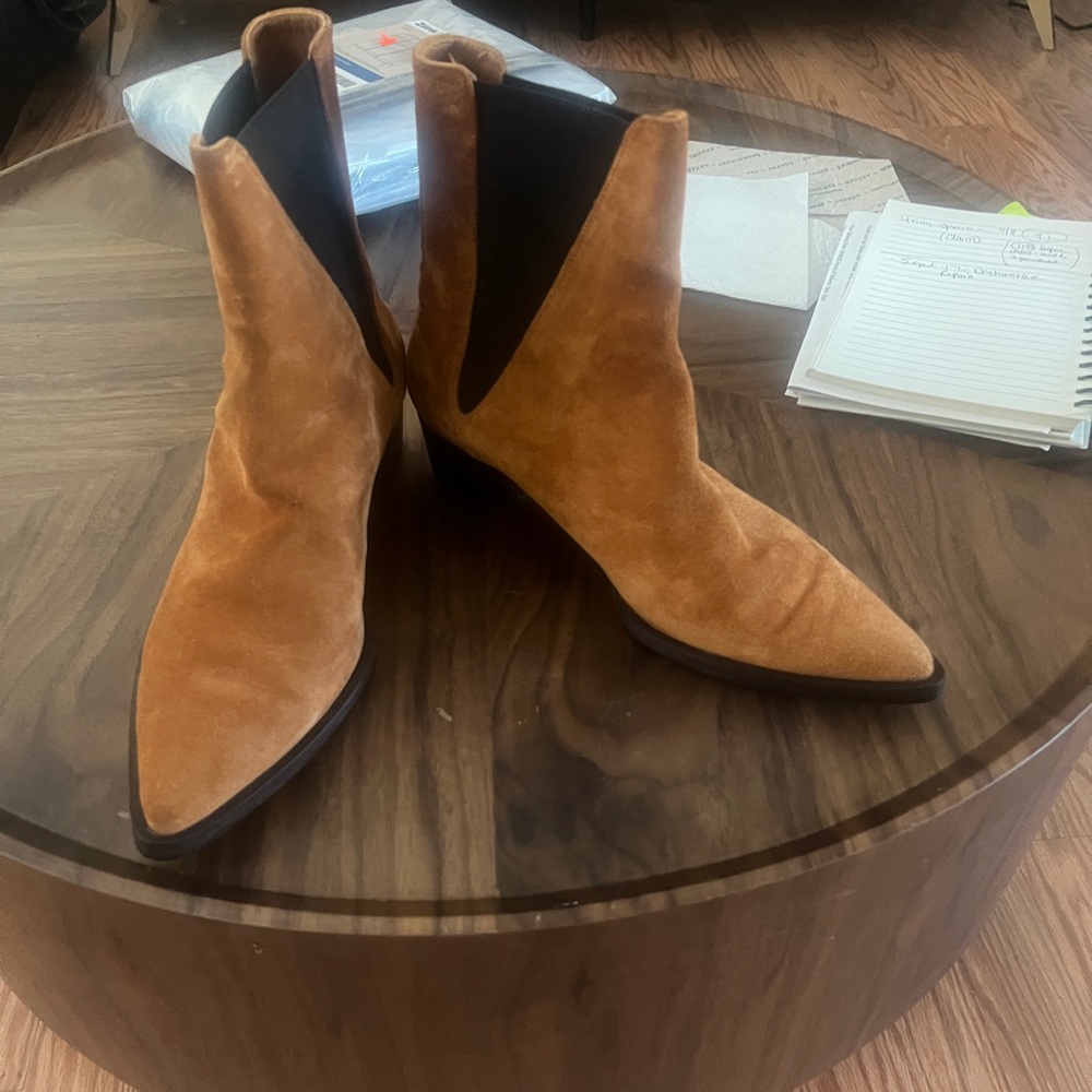Frame Denim Tan Suede Ankle Booties - Picture 2 of 3